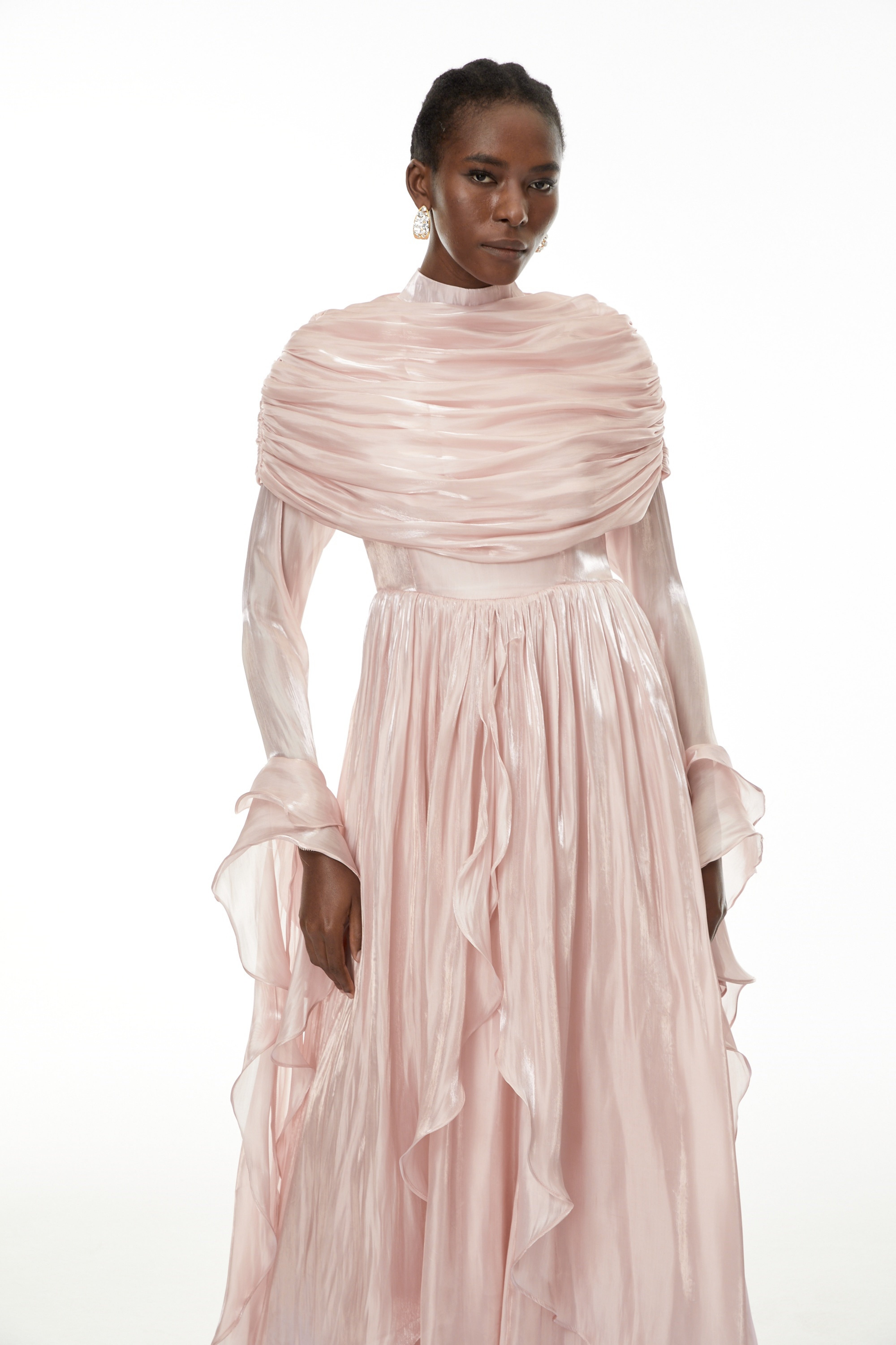 Gustave Pink Rüschen-Cape Maxikleid mit Rüschen