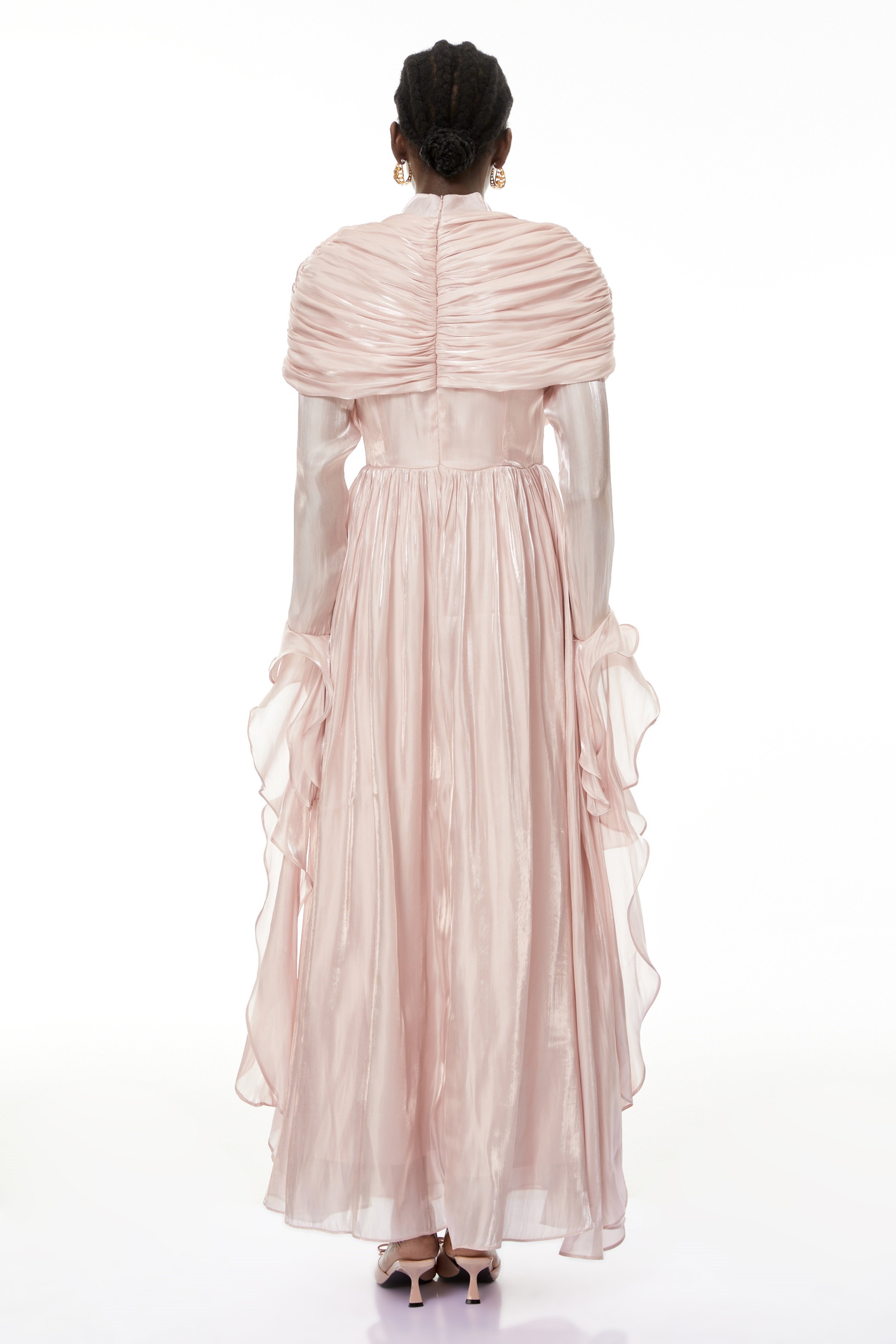 Gustave Pink Rüschen-Cape Maxikleid mit Rüschen