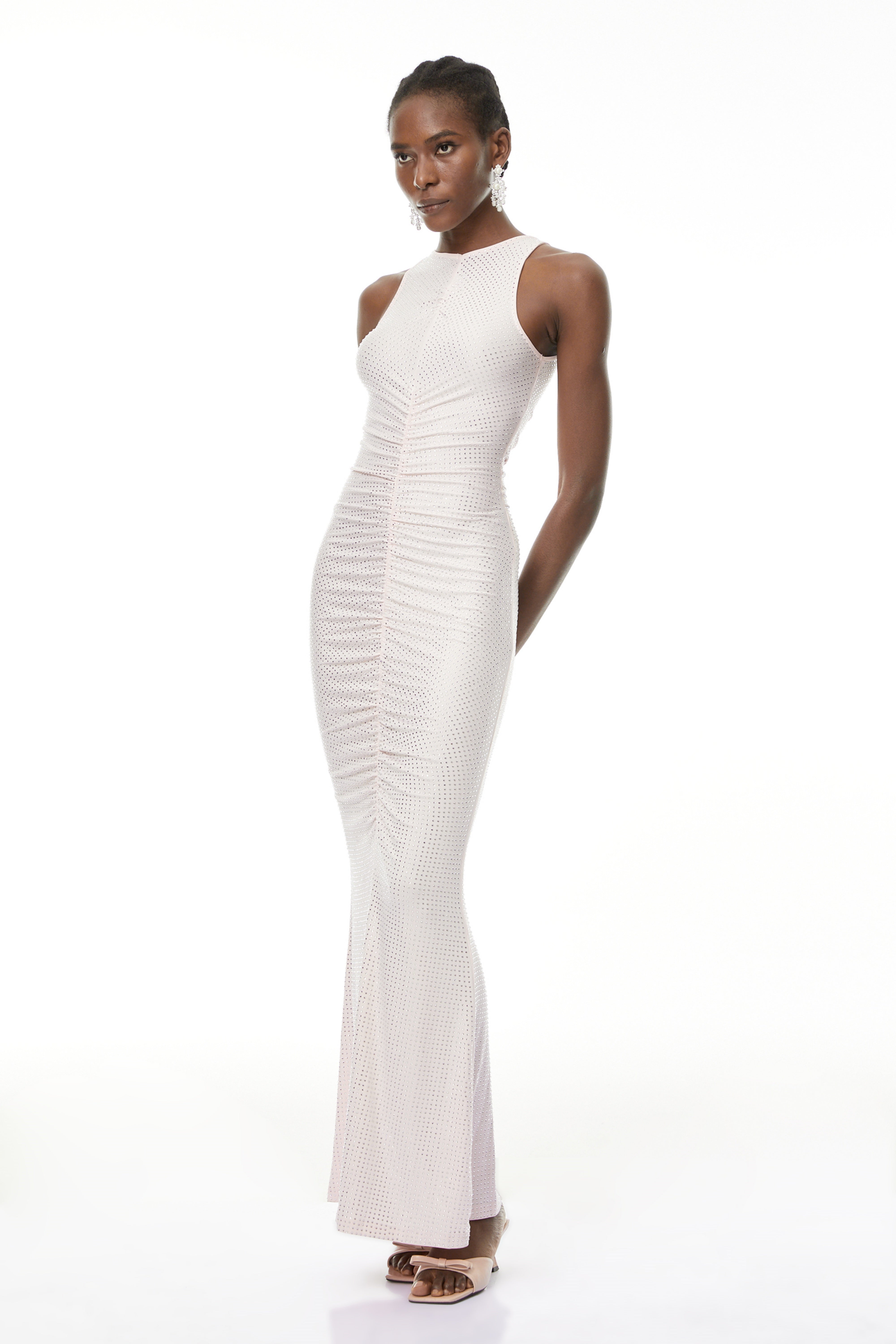 Ida Pink Strass-Korsett-Maxikleid