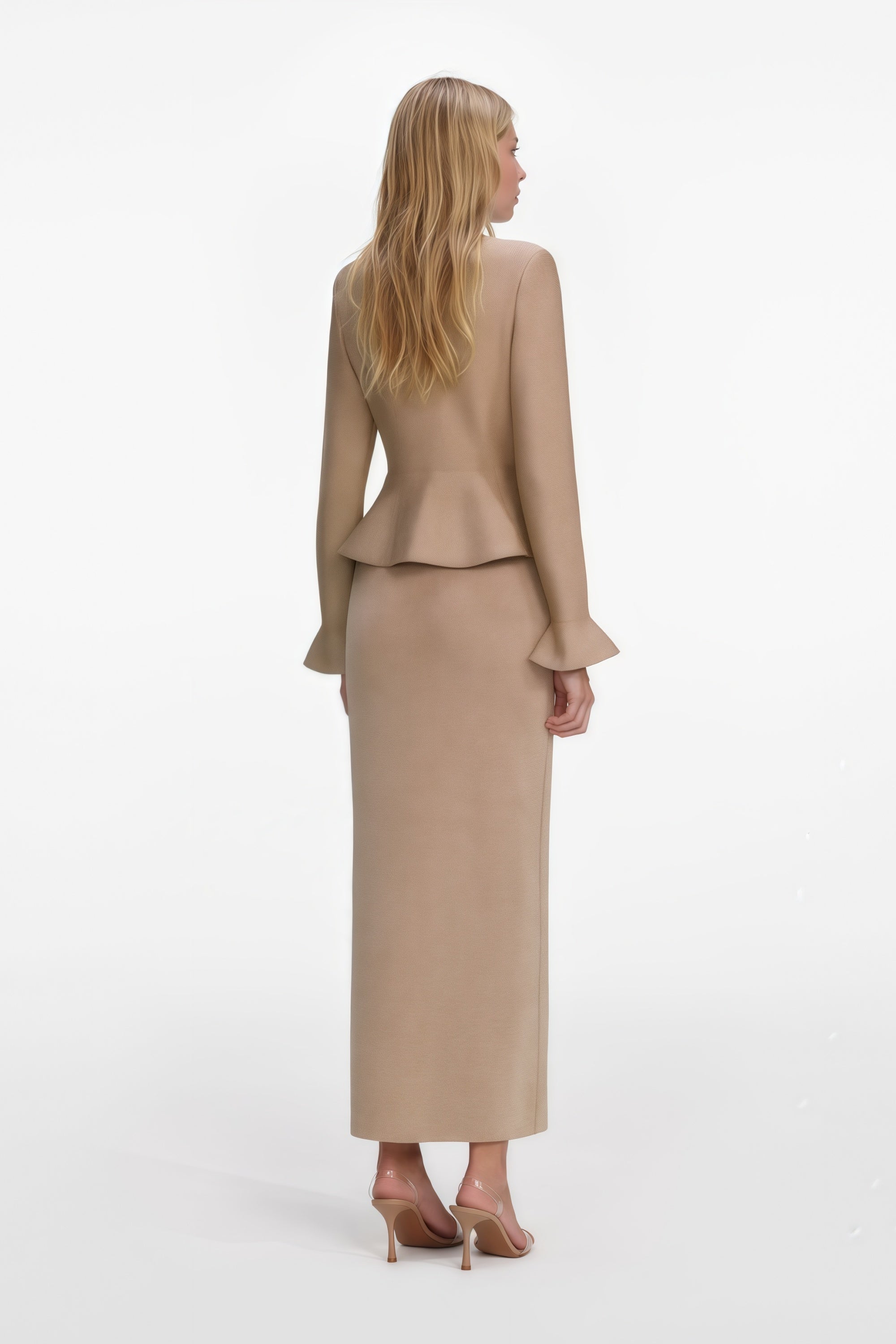 Kayla Gold Kristallverziertes Strick-Midikleid