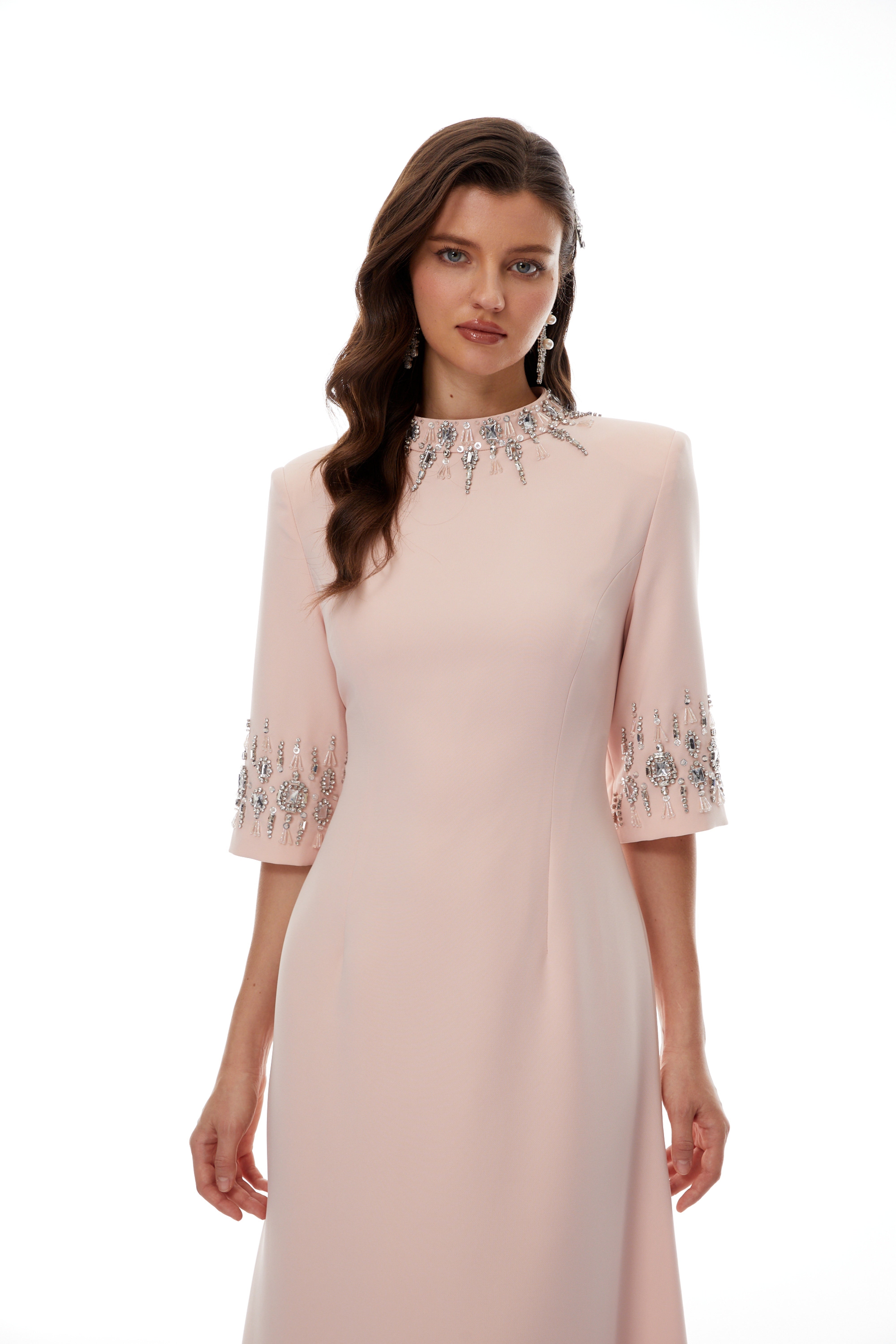 Klaudia Pink Verziertes Korsett-Maxikleid